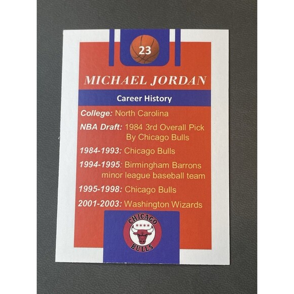 Michael Jordan Chicago Bulls Custom Novelty Oddball Card HOF #23 - Picture 2 of 2
